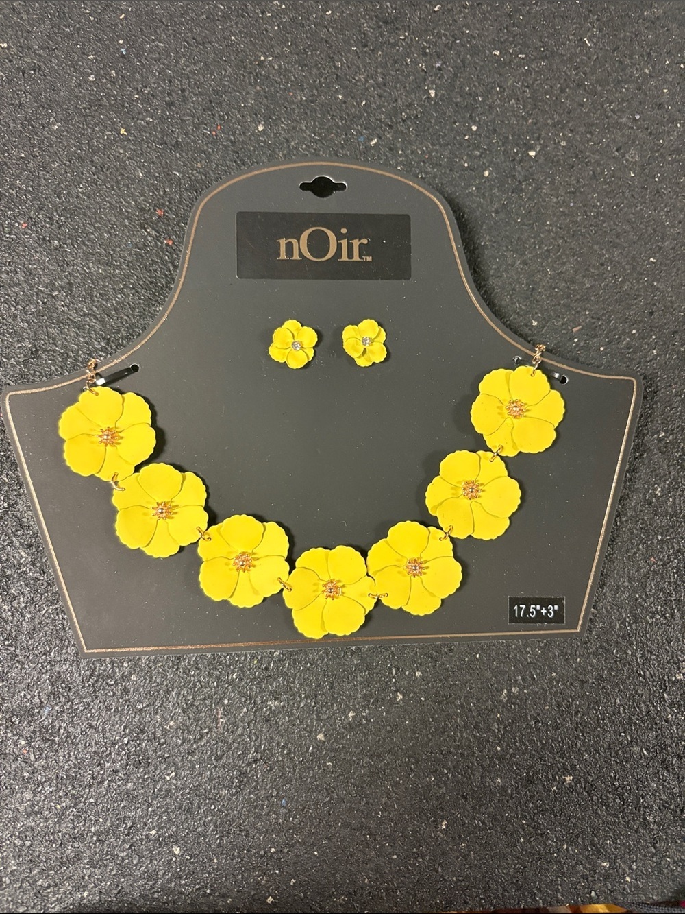 nOir Jewelry Bright Yellow Floral Necklace and Stud Earring Set